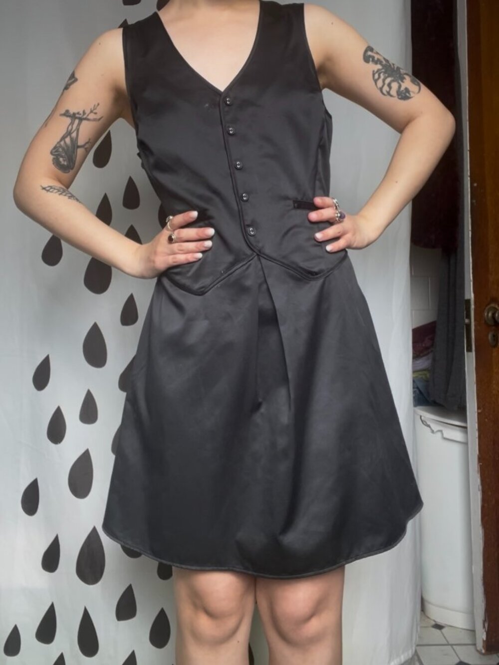 Y2K Black Dress with Buttons